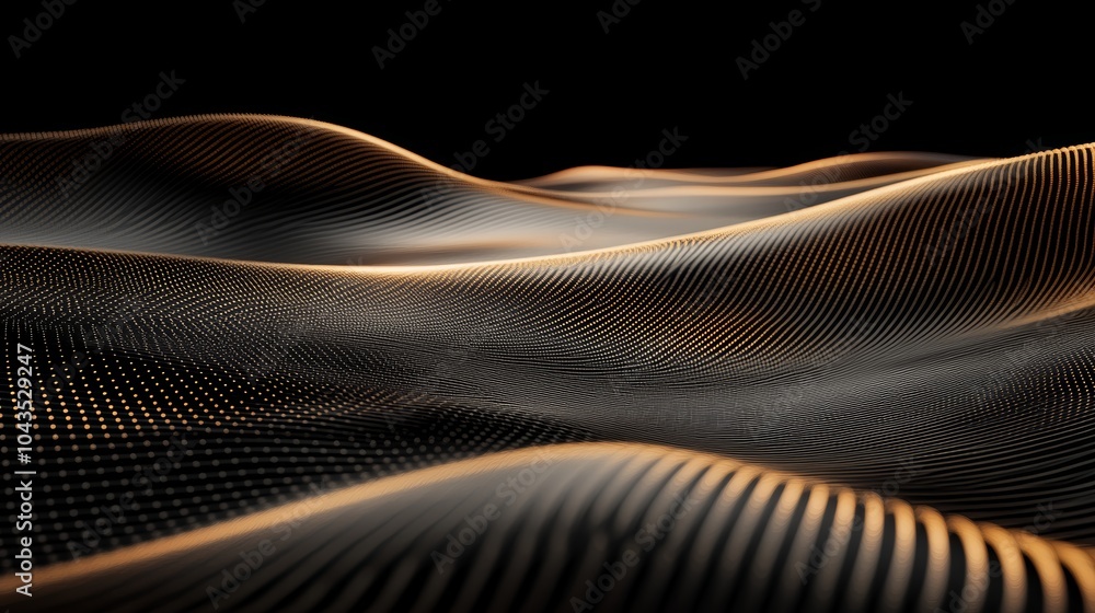 Poster a visually striking image of flowing, wave-like patterns with a dark background, showcasing intricat