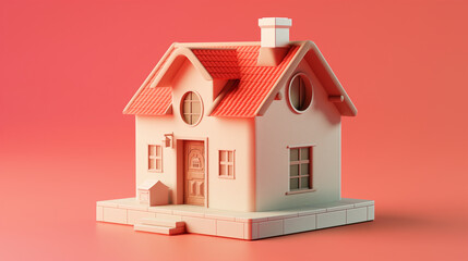 Houses on red background