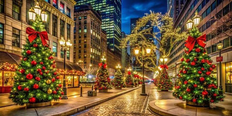 Fototapeta premium Festive Urban Christmas Decorations and Symbols for Holiday Spirit in Urban Exploration Photography