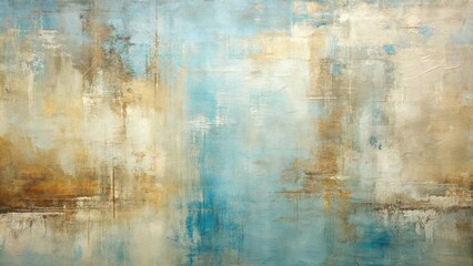 Fototapeta premium abstract modern art oil painting in pale blue and beige colors with antique effect and forced perspective