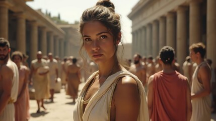 Fototapeta premium Roman Madam in a Bustling Marketplace During the Ancient Roman Empire