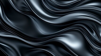 Obraz premium A smooth, flowing texture of black fabric, featuring elegant waves and subtle sheen, creating a luxurious and sophisticated aesthetic.