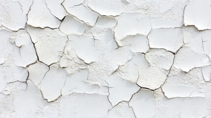 Obraz premium A textured surface showing white paint peeling and cracking, revealing an underlying layer, creating an abstract and weathered appearance.