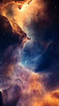 Colorful cosmic nebula with stars, deep space
