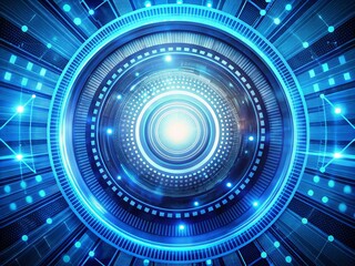 Fototapeta premium Bright Blue Technology Background with Linear Circle Pattern for Innovation and Modern Design Concepts
