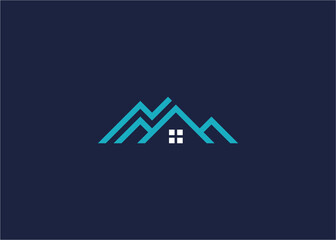 house with mountain logo icon design vector design template inspiration