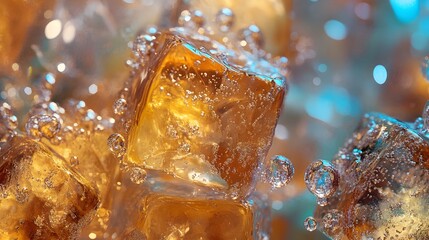 Ethereal Gelatin Dissolution:Mesmerizing Bubbles and Reflections in Fluid Motion