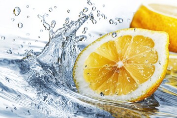 A splash of water with a lemon slice in it