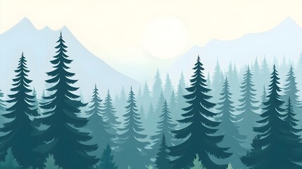 Fototapeta premium Peaceful Canadian forest landscape with pine trees and mountain scenery