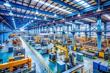 Naklejka premium Candid Insights into Industrial Technology: Machinery, Automation, and Innovation in Action
