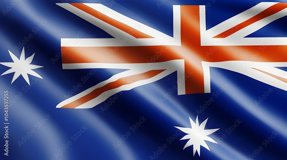 Poster minimalist australian flag design with soft gradient backgrounds providing ample copy space