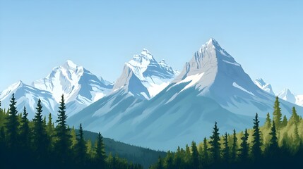 Obraz premium Majestic Rocky Mountains Landscape in Canada with Snowy Peaks and Evergreen Forests