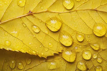 Fototapeta premium Liquid droplets glisten on vibrant yellow petals in a serene garden setting during a fresh morning