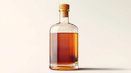 A bottle of liquor with a yellow stopper
