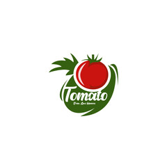 tomato logo label design vector green and red color