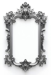 Metal frame in baroque style on white background