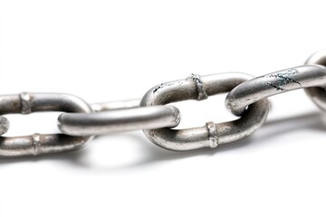 Obraz premium Close-up of strong metal chains on white background