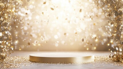 Golden Sparkles Confetti Abstract in Festive Christmas Celebration Background