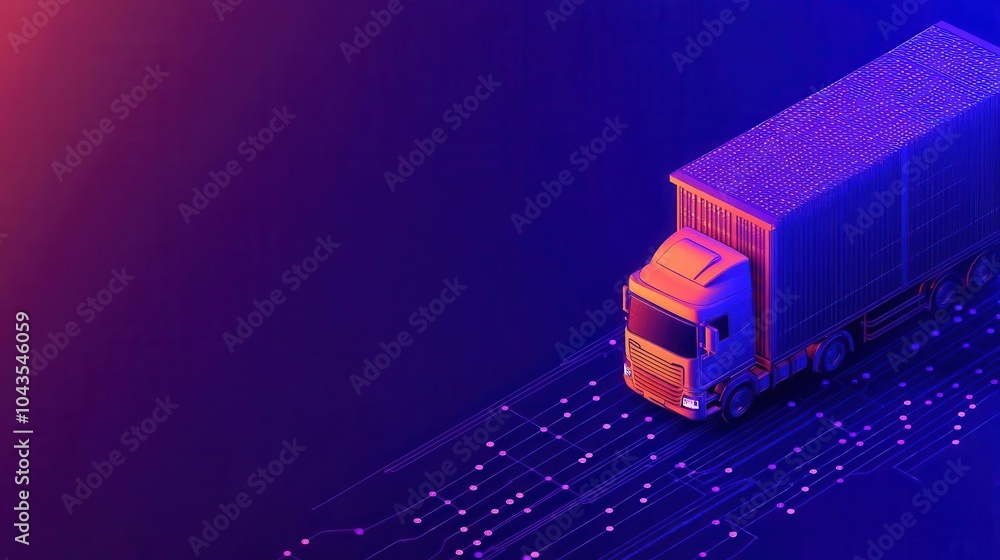Poster ai-driven supply chain optimization with interconnected data and logistics, with room for text, show