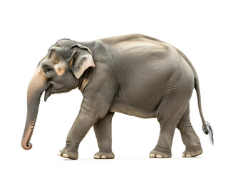 Fototapeta premium Side view of walking Asian Elephant isolated on white background.