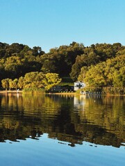 Fototapeta premium autumn landscape with lake