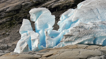 Blue glacier, fantastic shapes of ice nature, Norway