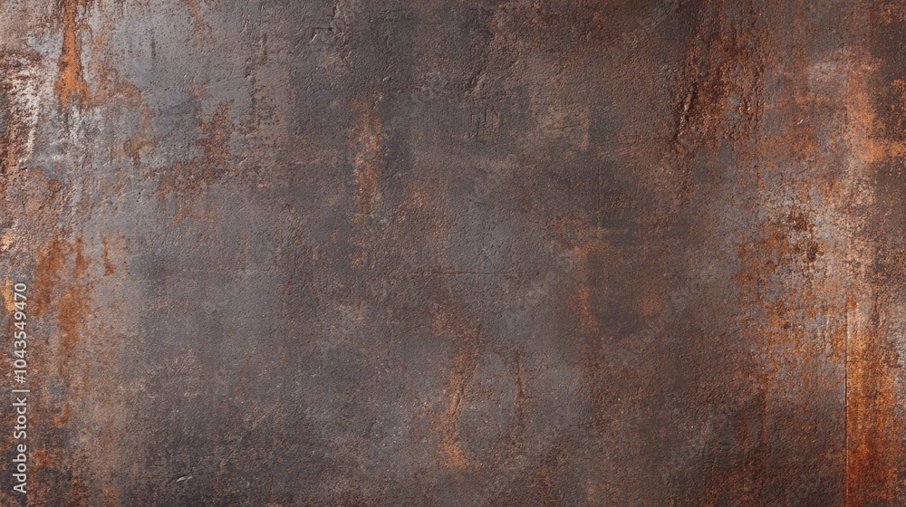 Poster a textured surface featuring a mix of rust and metallic tones, creating an industrial or weathered a