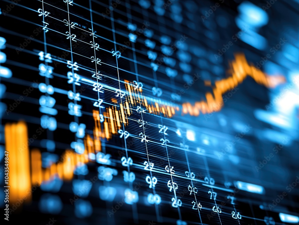 Poster analyzing financial market trends through graphical data visualization techniques