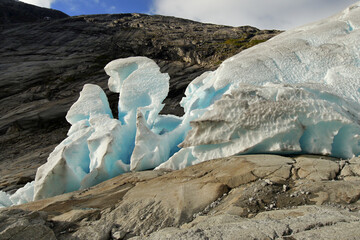 Blue glacier, fantastic shapes of ice nature, Norway