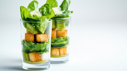 Fototapeta premium Fresh Salad Verrine with Romaine and Croutons