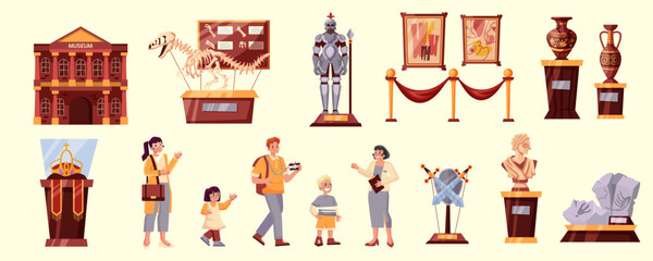 Hand drawn international museum day icons set