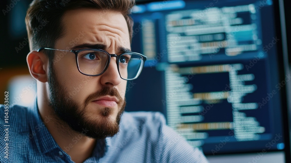 Aufkleber Software Engineer Reviewing Code on Computer Screen