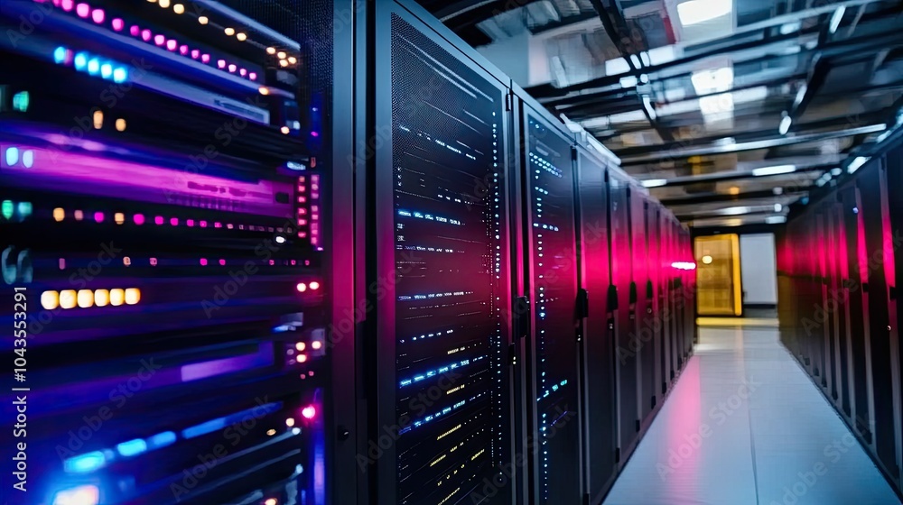 Poster Advanced Data Center with Powerful Servers and Artwork