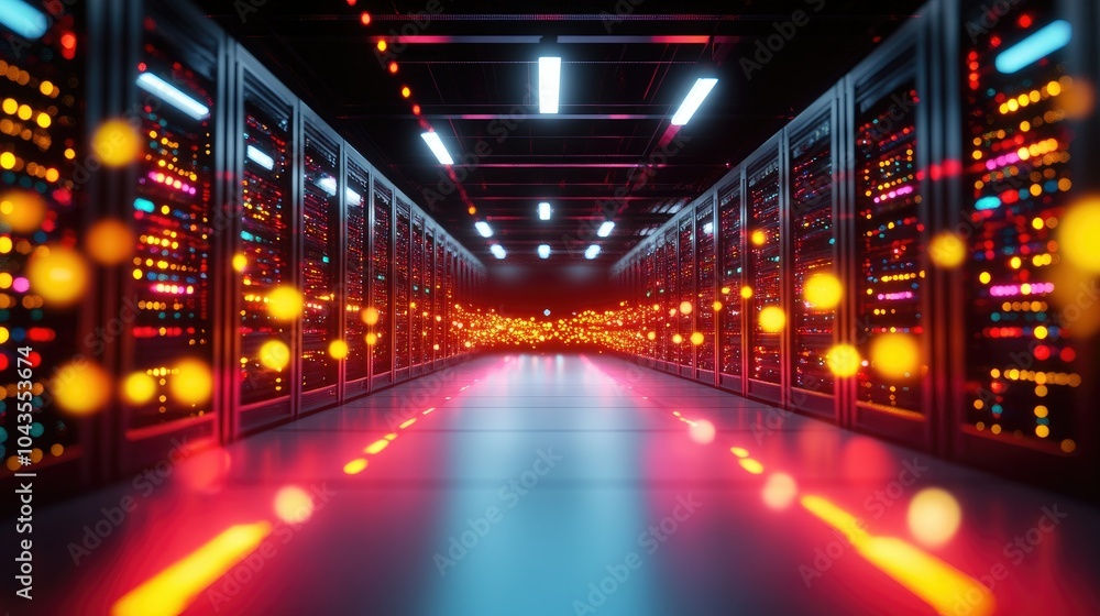 Poster Modern Server Rack Center in a Data Center