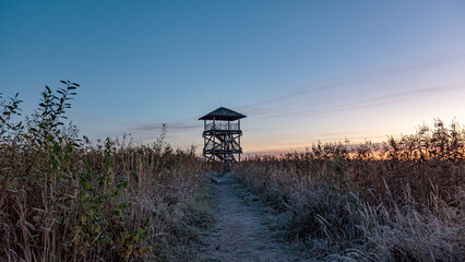 landscape with a birdwatching tower, a unique cultural landscape consisting of overgrown and...