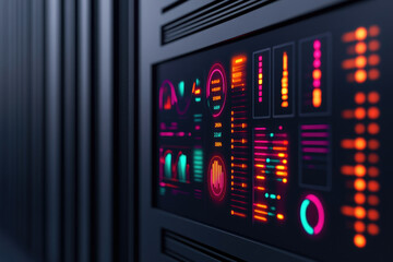 Obraz premium AI-driven analytics interface, glowing graphs and charts, vibrant visualizations, data insights, dynamic interaction, futuristic design