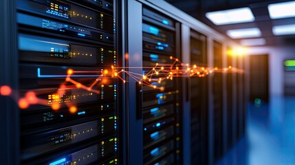 Naklejka premium Advanced Data Center Facility with Cooling System