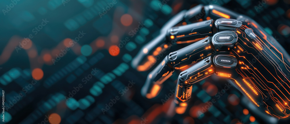 Poster ai-driven financial trading hub, vibrant data streams illuminate a high-tech environment, showcasing