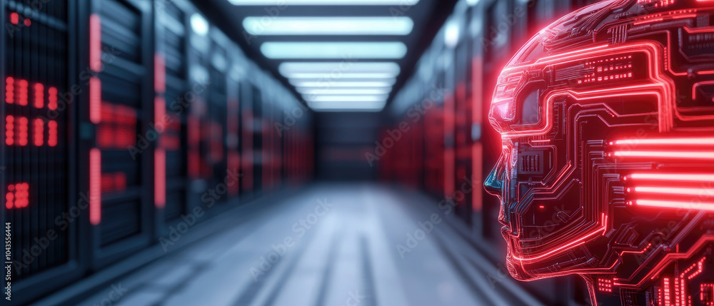 Poster ai financial trading hub, dynamic data streams illuminate a bustling trading floor, automated system