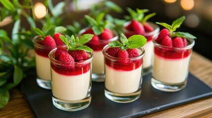 Silky Vanilla Panna Cotta in Glass Desserts with Berries