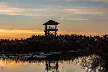 landscape with a birdwatching tower, a unique cultural landscape consisting of overgrown and...