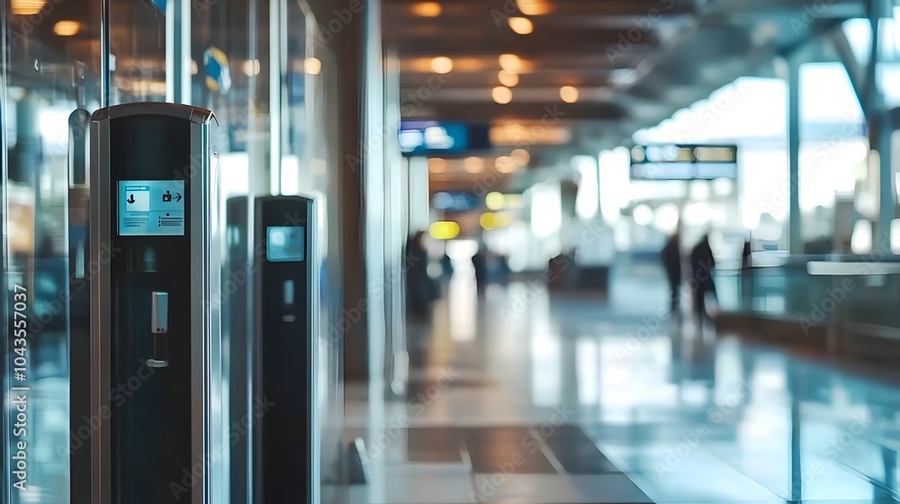 Poster advanced airport security gateway with integrated sensors for high-traffic protection