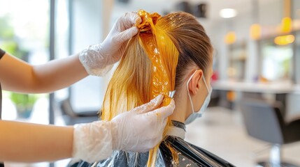 Hairdresser Applying Highlights to Client's Hair
