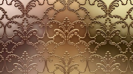 Obraz premium Elegant embossed pattern with ornate details in warm metallic tones