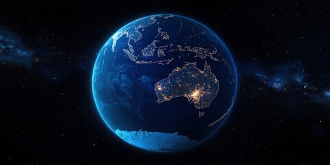 Obraz premium Australia And New Zealand on Earth: Air Routes Network Mapping in 3D Rendering