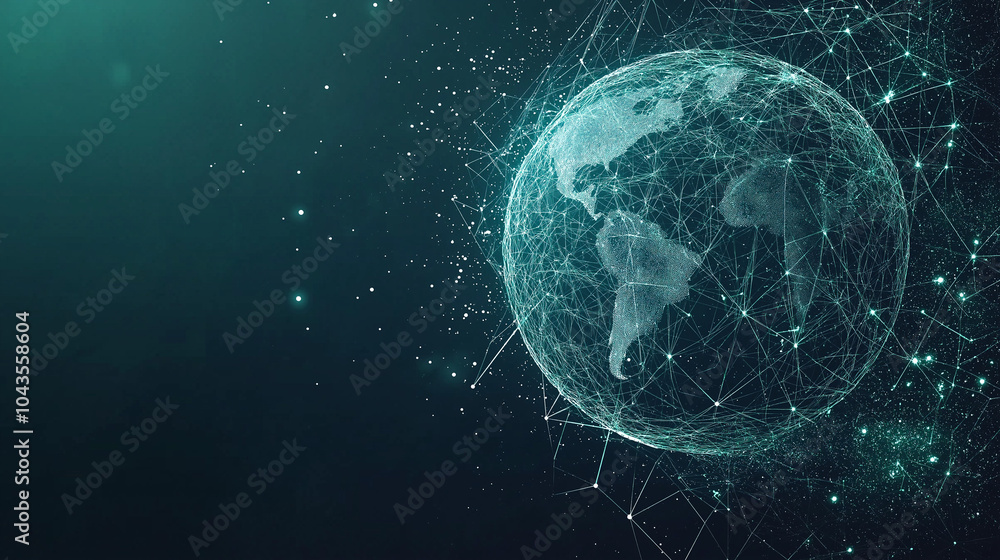Aufkleber map of the planet. global social network. future. vector.green futuristic background with planet ear
