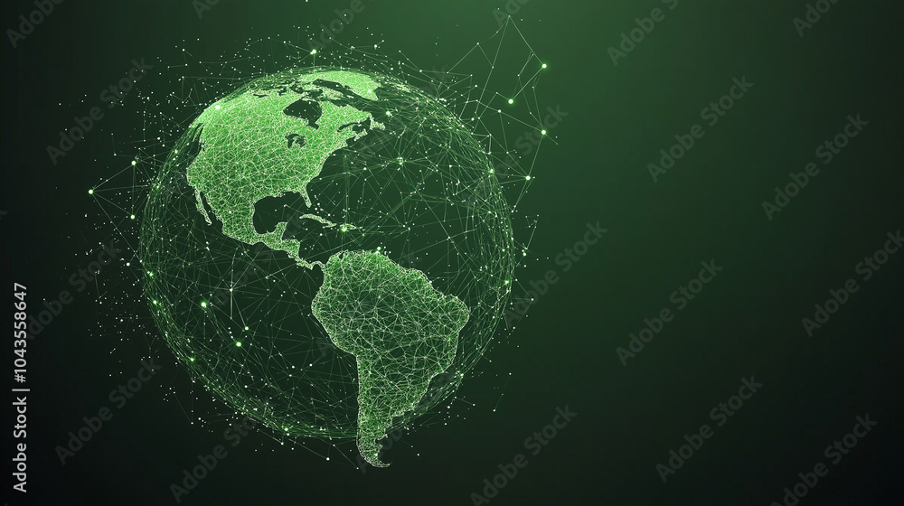 Aufkleber map of the planet. global social network. future. vector.green futuristic background with planet ear