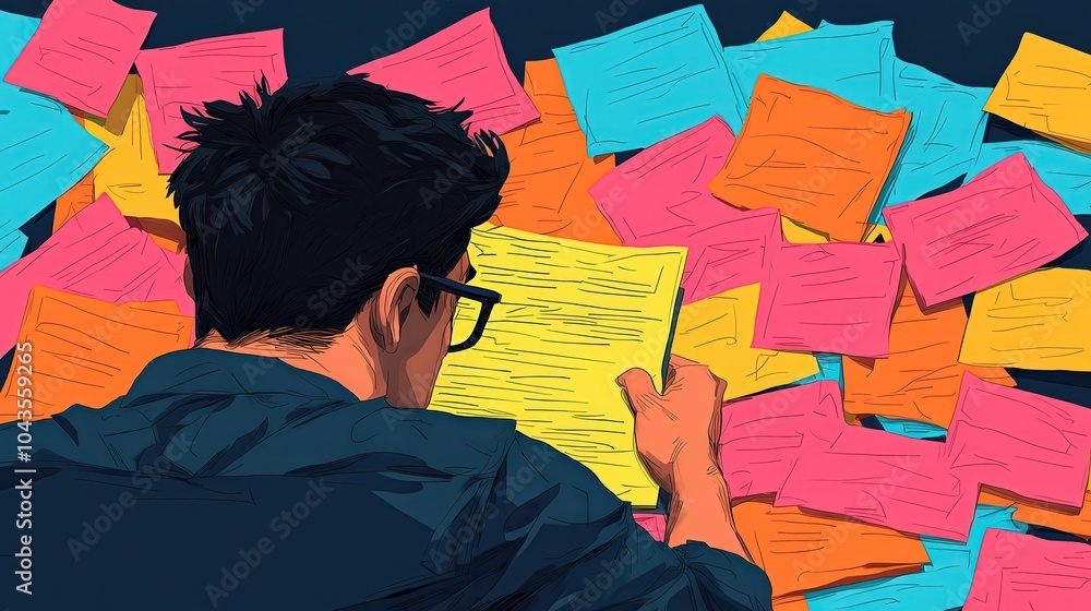Poster creative organization techniques navigating through colorful notes and ideas for better focus