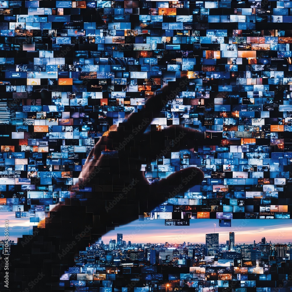 Poster exploring the digital universe a visual journey through images and technology