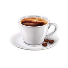 A steaming cup of coffee on a white saucer, perfect for coffee lovers and cozy moments.